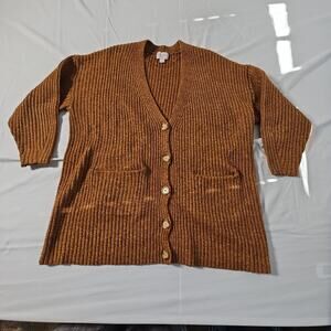 Isabel Maternity by Ingrid & Isabel Brown Ribbed Cardigan Sweater Button Front L
